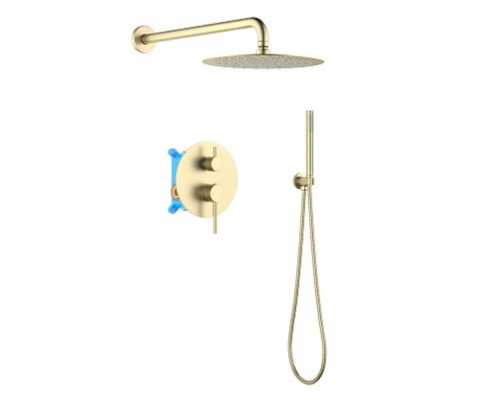 Душевая система скрытого монтажа Aquatek Европа, золото брашированное