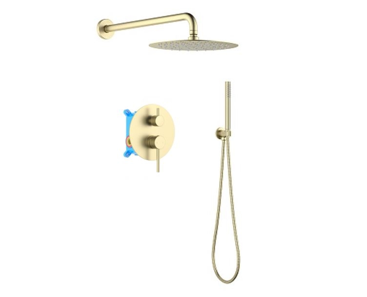 Душевая система скрытого монтажа Aquatek Европа, золото брашированное