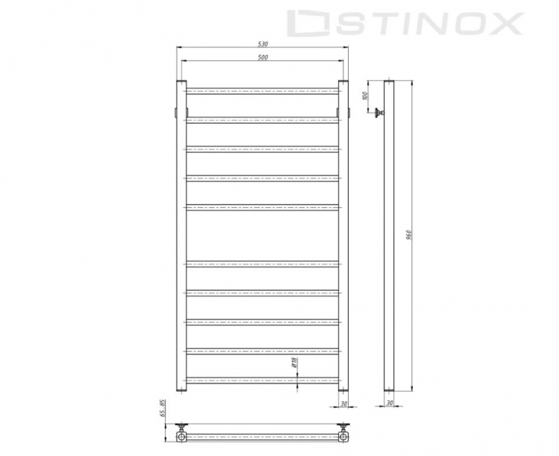 Полотенцесушитель водяной Stinox CLASSIC 500x1000 нержавеющая сталь