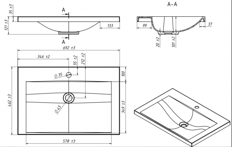 ТУМБА ПОДВЕСНАЯ Belux МИНСК 70-02, БЕЛЫЙ ГЛЯНЦЕВЫЙ с умывальником