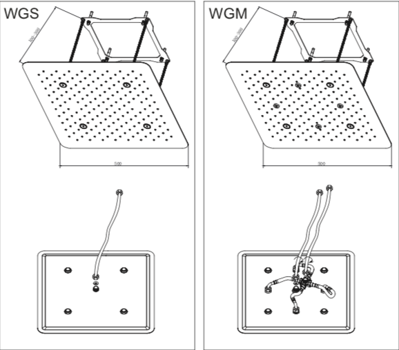 Верхний душ Omnires Sky потолочный, хром 50*50