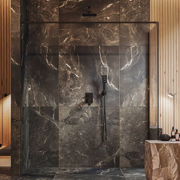 Душевая система Omnires Parma, лейка 25x25, цвет черный матовый