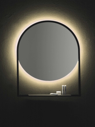 Зеркало круглое Armadi  Art Vallessi 80*90 с полочкой антрацит