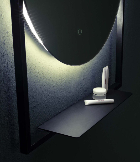 Зеркало круглое Armadi  Art Vallessi 80*90 с полочкой антрацит