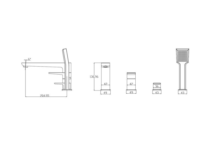 Смеситель на борт ванны Omnires Parma,чёрный матовый
