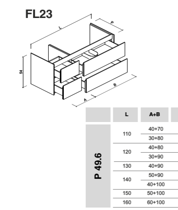 Тумба  Brenta FLY 110*50 см, 4 ящика