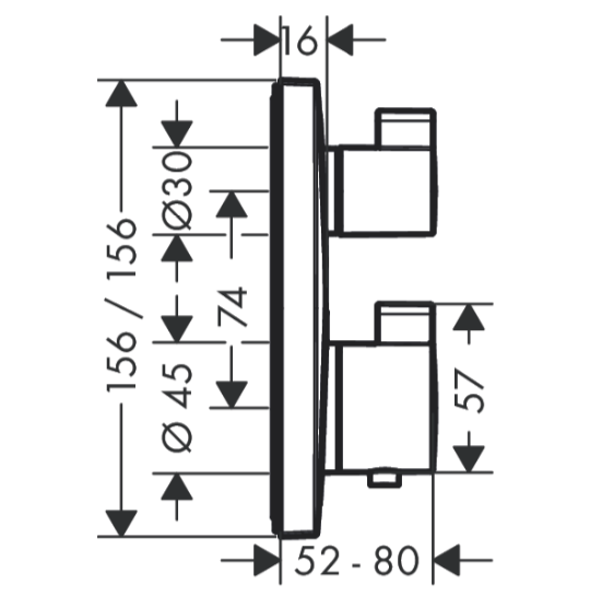 Ecostat Square Термостат, скрытого монтажа, для 2 потребителей шлифованная бронза