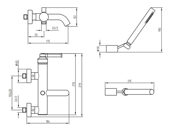 Смеситель для ванны Migliore Ermitage Mini бронза 