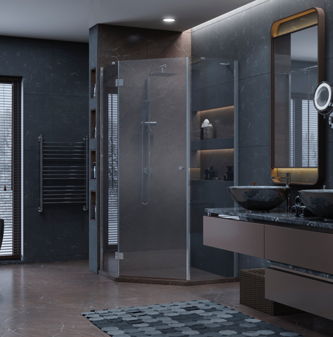 Душевая кабина Ambassador Diamond хром, стекло прозрачное