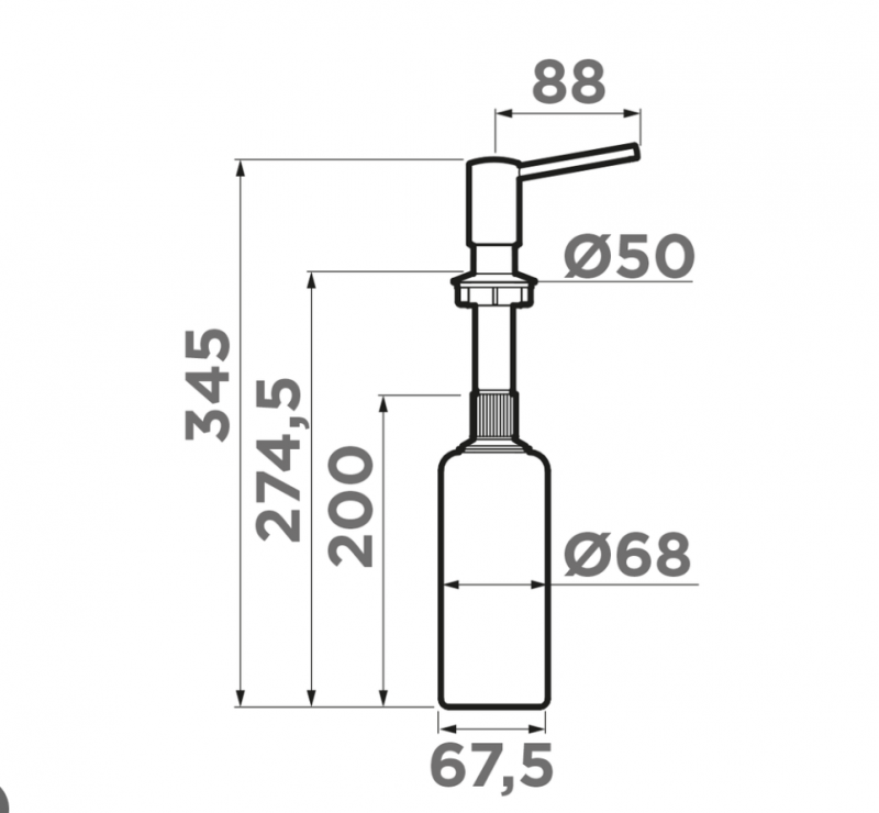 Дозатор Omoikiri OM-02-BN нержавеющая сталь