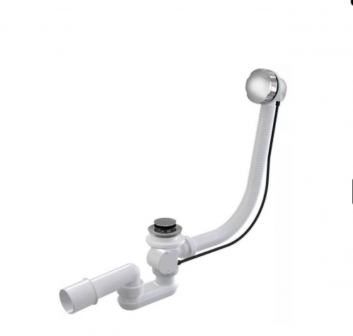 Слив-перелив полуавтомат для ванны 60 см, оружейная сталь