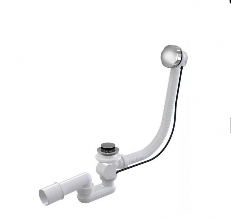 Слив-перелив полуавтомат для ванны 60 см, оружейная сталь