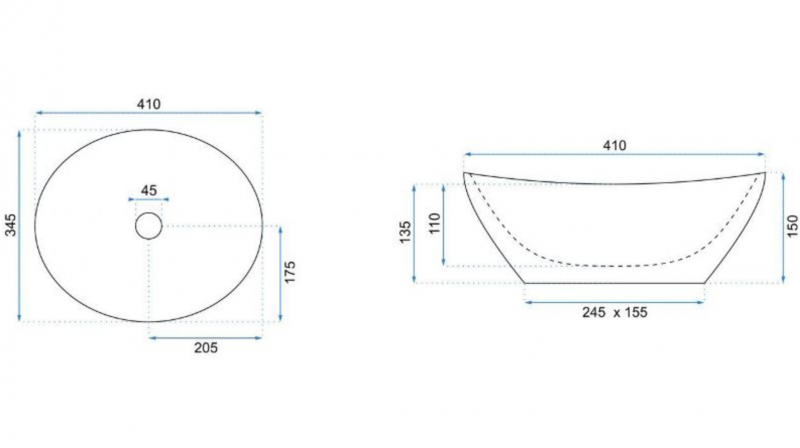 Накладной умывальник Rea Sofia 41*34