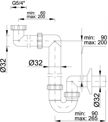 Сифон для умывальника Styron пристенный, белый 