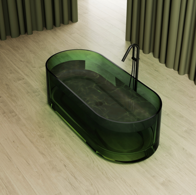 Прозрачная ванна ABBER Kristall отдельностоящая, цвет Emerald