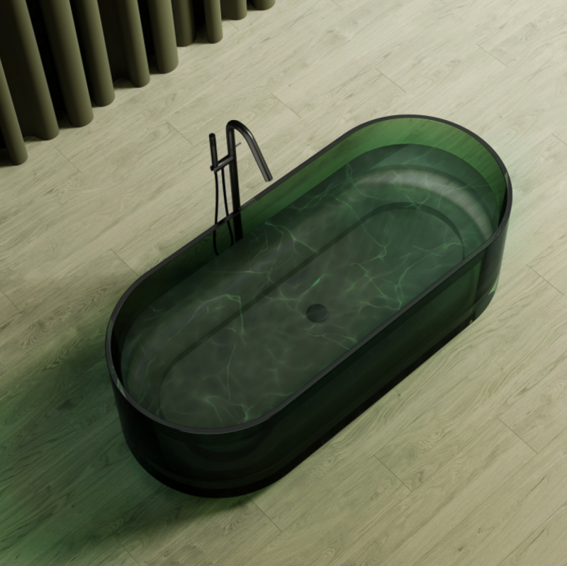 Прозрачная ванна ABBER Kristall отдельностоящая, цвет Emerald