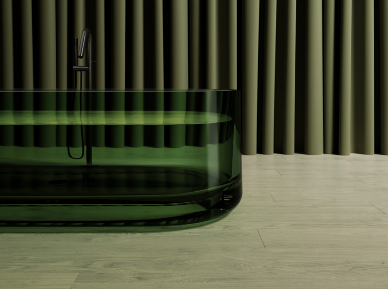 Прозрачная ванна ABBER Kristall отдельностоящая, цвет Emerald