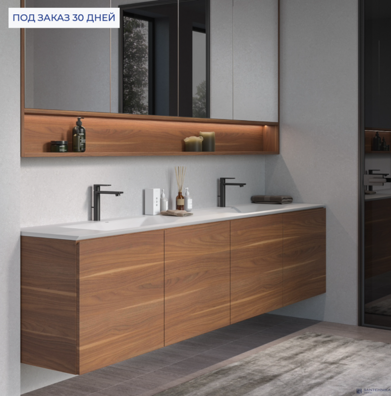 Столешница  H-20мм Holbi c двумя раковинами Holbi Sirius + STL 77 x 35, из Solid Surface 2000х500 