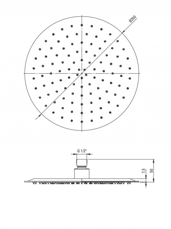 Верхний душ Deante Cascada 250 мм