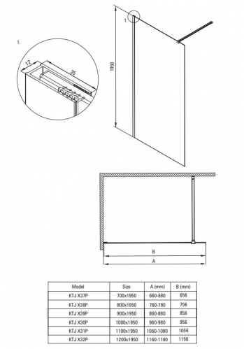 Стенка для душа, walk-in, 100 см Deante Prizma золото брашированное