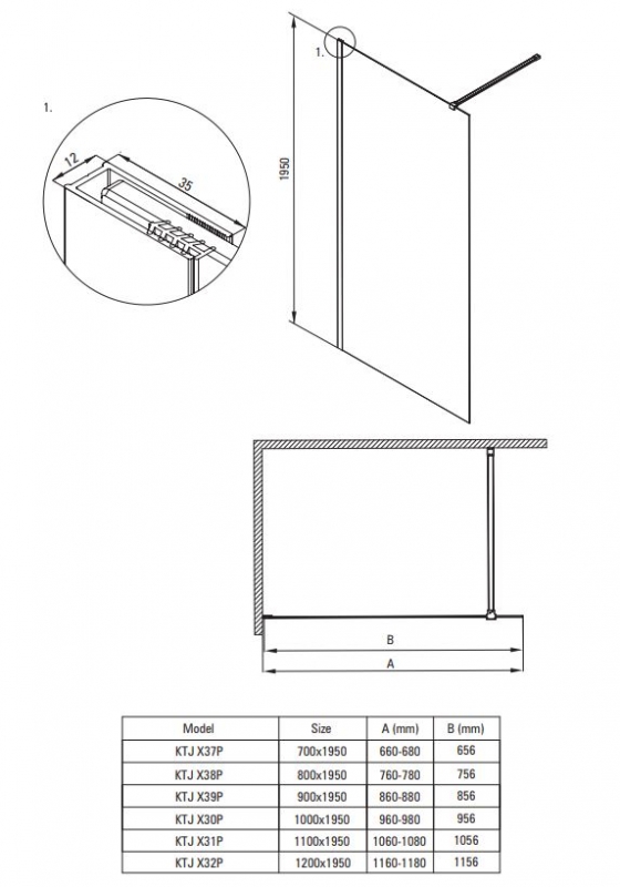 Стенка для душа, walk-in, 100 см Deante Prizma золото брашированное