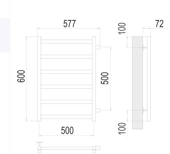 Полотенцесушитель Terminus «Аврора» П6 500х600  Сатин