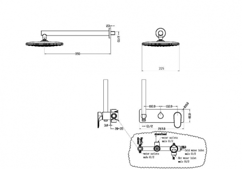 Система для душа скрытого монтажа BOHEME Spectre ,брашированное золото