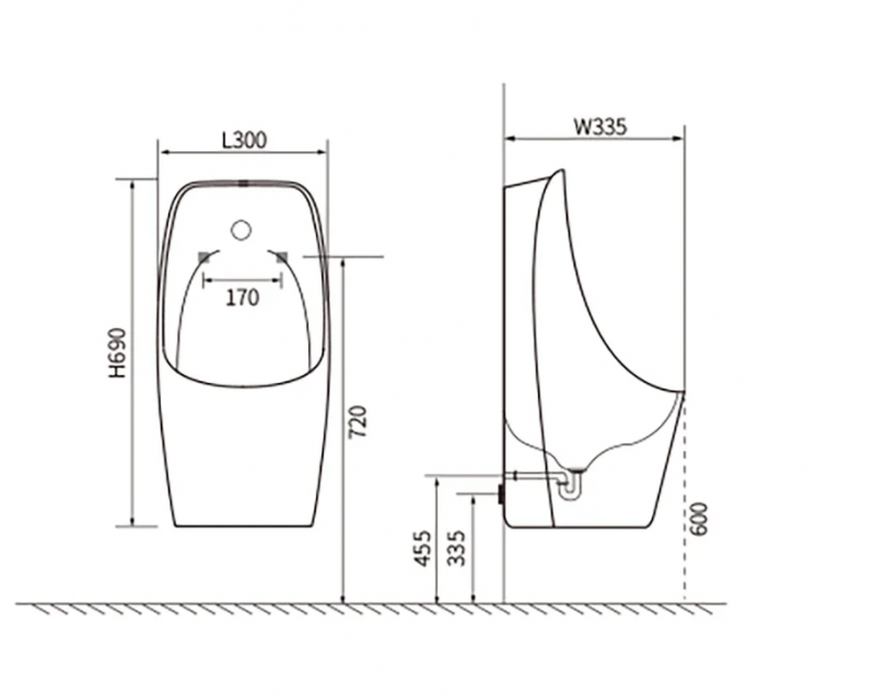 Писсуар Aquatek 300*335*690 мм в комплекте с сенсорным смывным механизмом