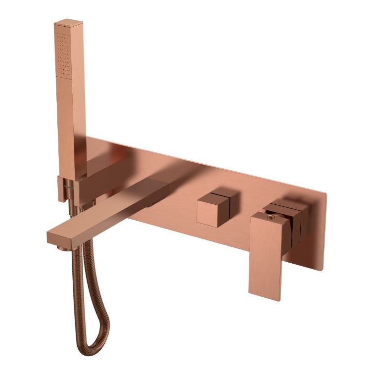 Смеситель для ванны встроенный Qubic Copper Brushed