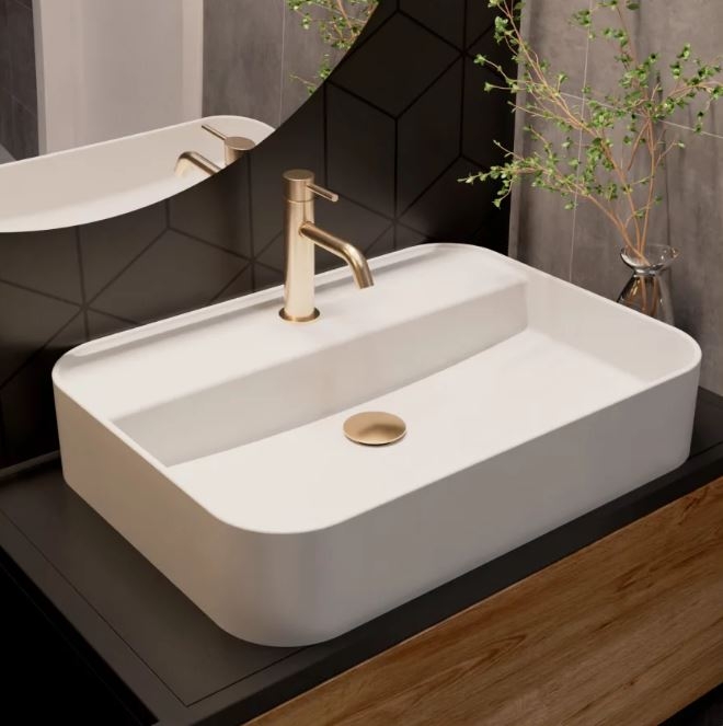 AQUAME Siena Смеситель для раковины однорычажный  шлифованное золото