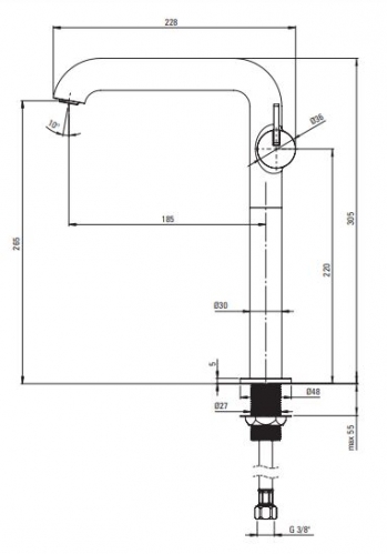 DEANTE SILIA Смеситель для раковины, высокий, с прямоугольным изливом брашированная бронза