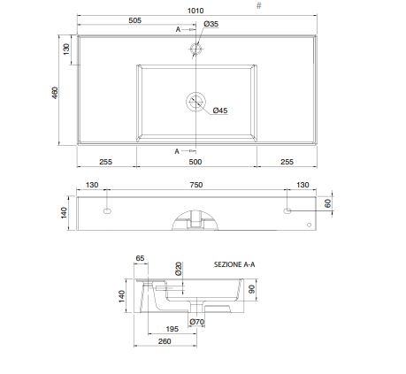 Умывальник Scarabeo TEOREMA 2.0 100 см в цвете tobacco