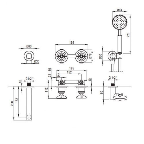 Смеситель для ванны скрытого монтажа Deante Temisto латунь