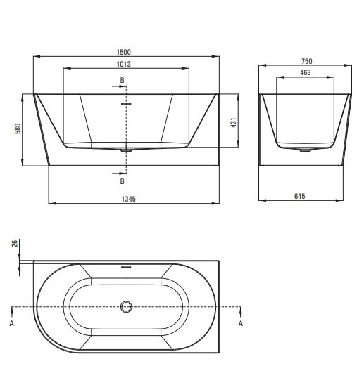DEANTE SILIA Акриловая ванна, угловой/самостоятельный, правая - 150 см
