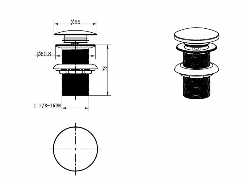 Слив для раковины, автомат(клик-клак) c переливом Bohema брашированная медь