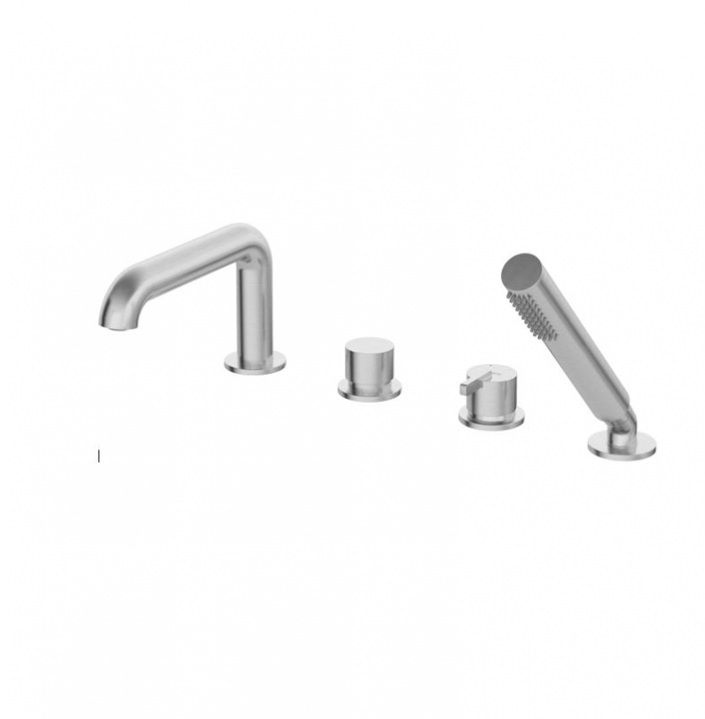 СМЕСИТЕЛЬ НА БОРТ ВАННЫ DEANTE SILIA НА 4-ОТВЕРСТВИЯ, С ДУШЕВЫМ НАБОРОМ, САТИН