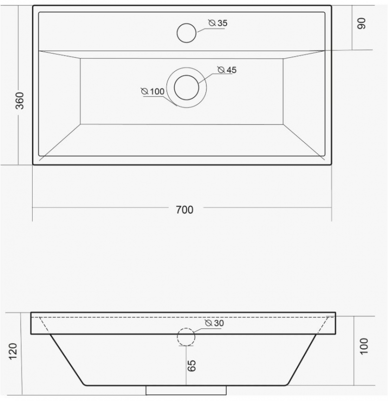 Раковина Madera Classica SLIM 80x36 см 