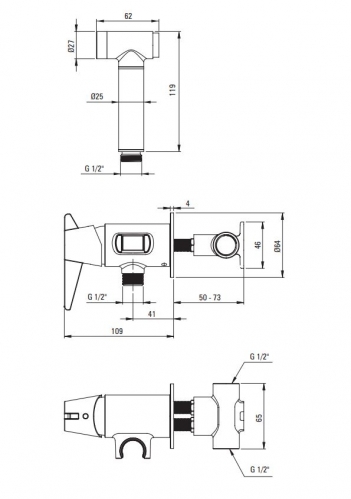 Гигиенический душ Deante Temisto латунь
