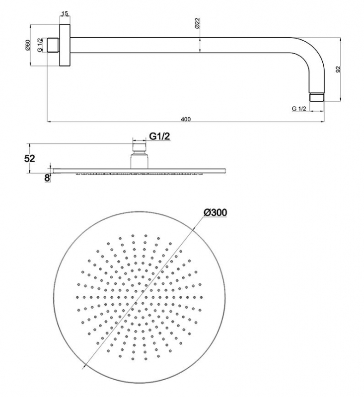 Комплект верхнего душа AQUAme, 30x30 см