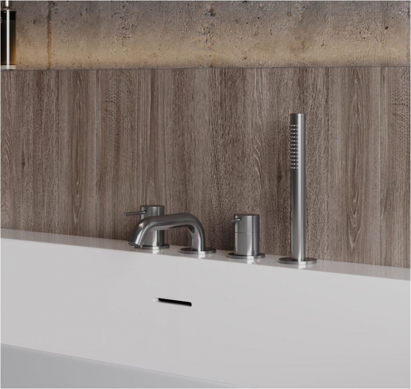 Смеситель на борт ванны AQUAme Siena оружейная сталь