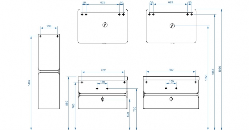Тумба с умывальником Бостон белый глянцевый 