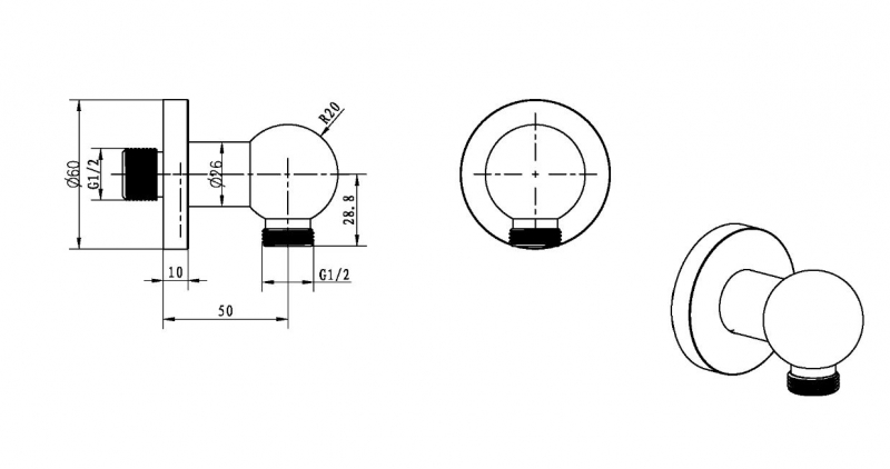 Штуцер, вывод 12 MEDICI Bohema, бронза