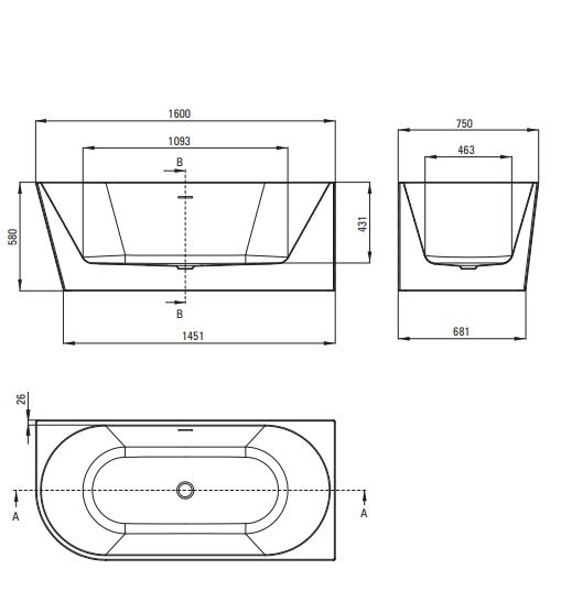 DEANTE SILIAАкриловая ванна, угловой/самостоятельный, правая - 160 см