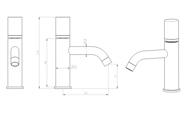Смеситель STICK для умывальника CHROME DIAMOND BOHEMA