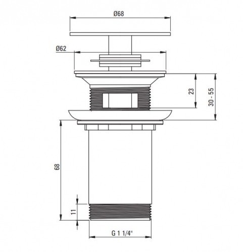 Пробка Deante CLICK-CLACK, круглая большая с переливом, для раковины, черная