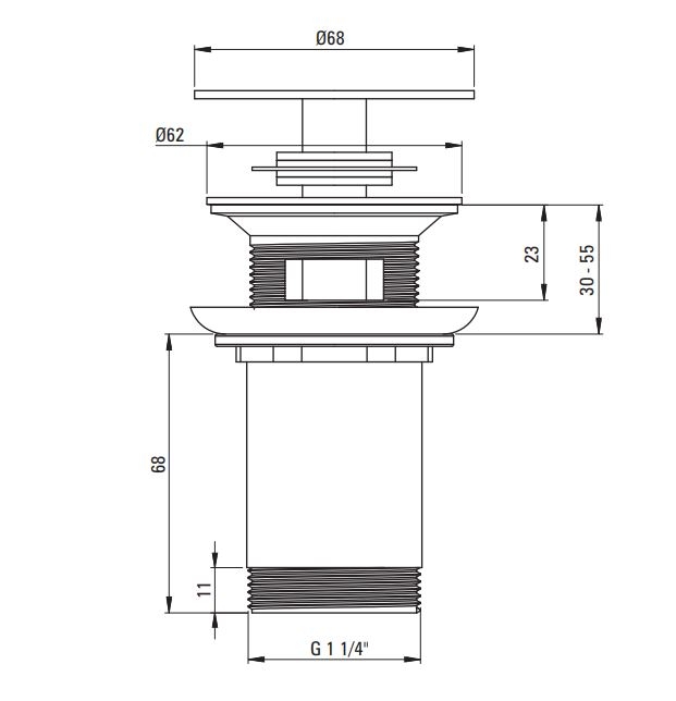 Пробка Deante CLICK-CLACK, круглая большая с переливом, для раковины, черная