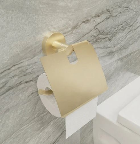 Держатель туалетной бумаги Fixsen Comfort  Gold с крышкой, цвет золото
