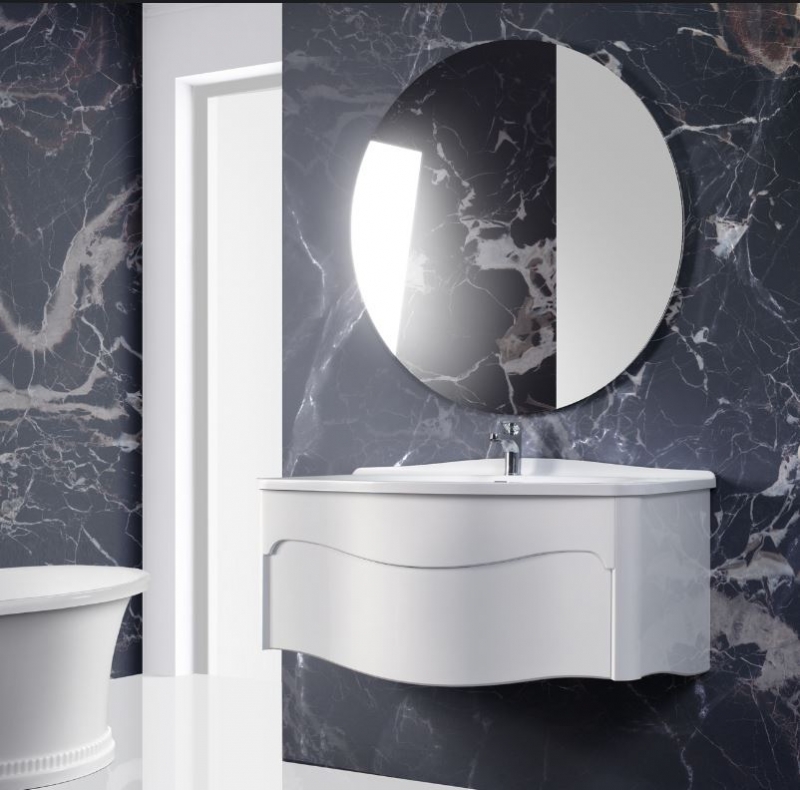 Тумба подвесная с умывальником Belux АНЖЕЛО 110 белый глянец 