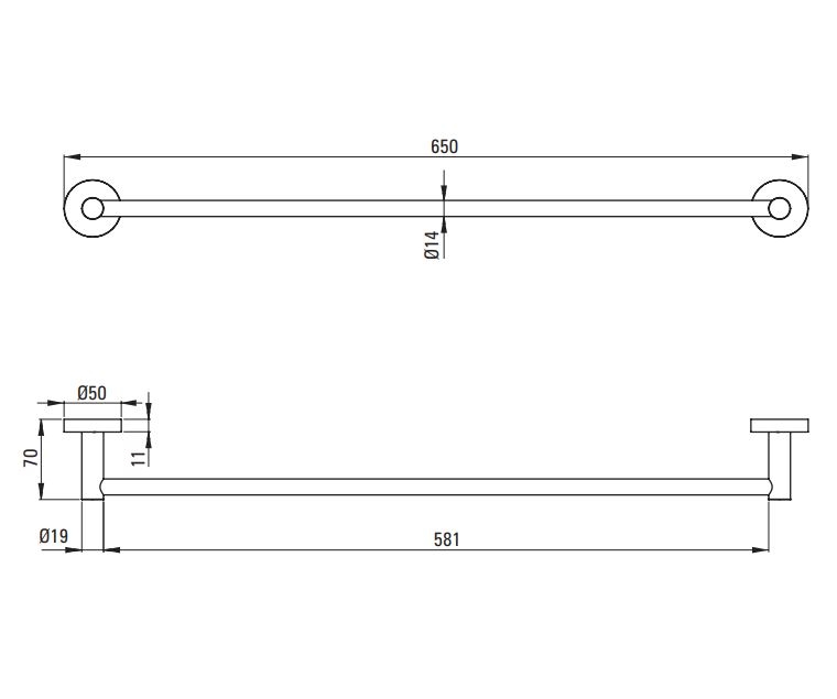 Deante Jasmin Nero Держатель для полотенец 650 мм, черный