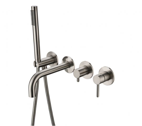 Смеситель для ванны с ручным душем Grocenberg в цвете нержавеющая сталь